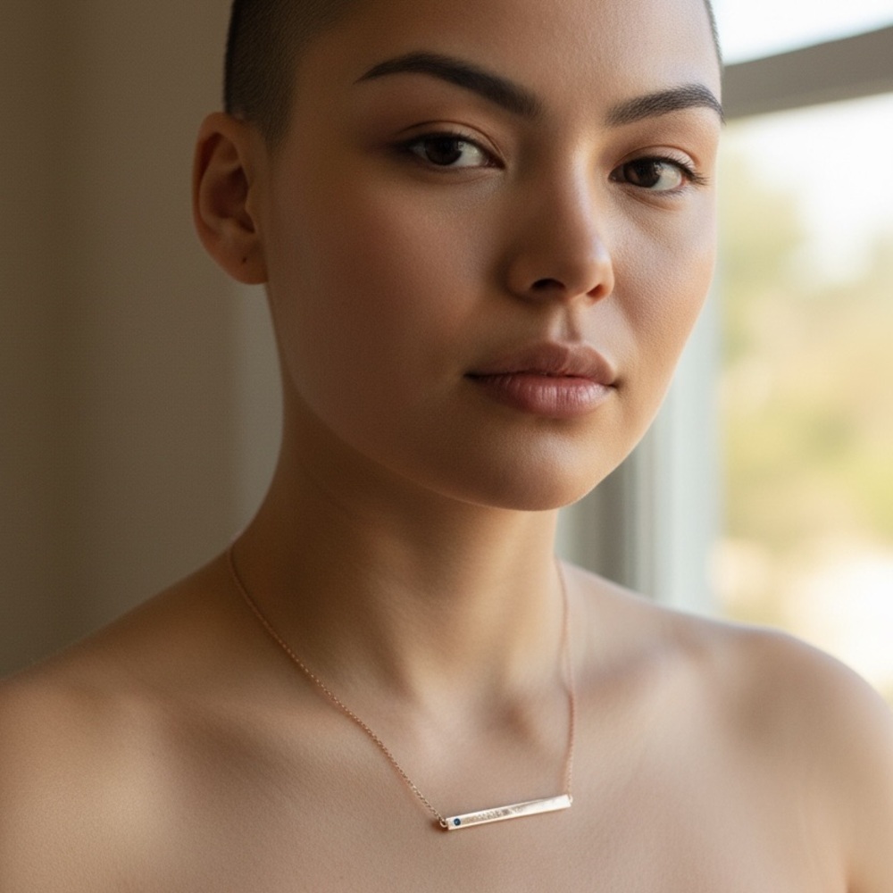 Elegant Rose Gold Bar Necklace - Picture 2 of 2